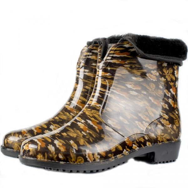 Полусапожки женские ПВХ разноцветные, утепленные