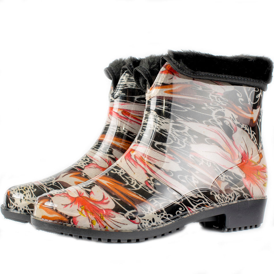 Полусапожки женские ПВХ разноцветные, утепленные