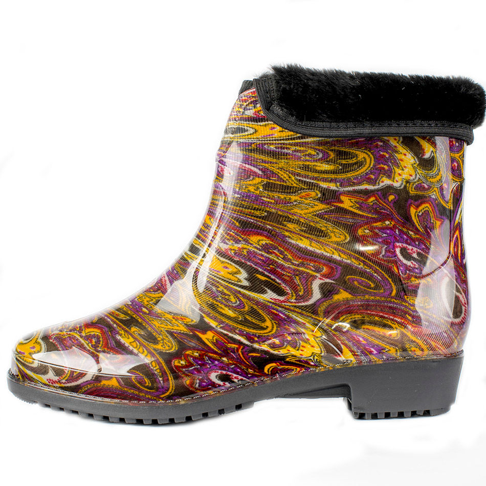 Полусапожки женские ПВХ разноцветные, утепленные