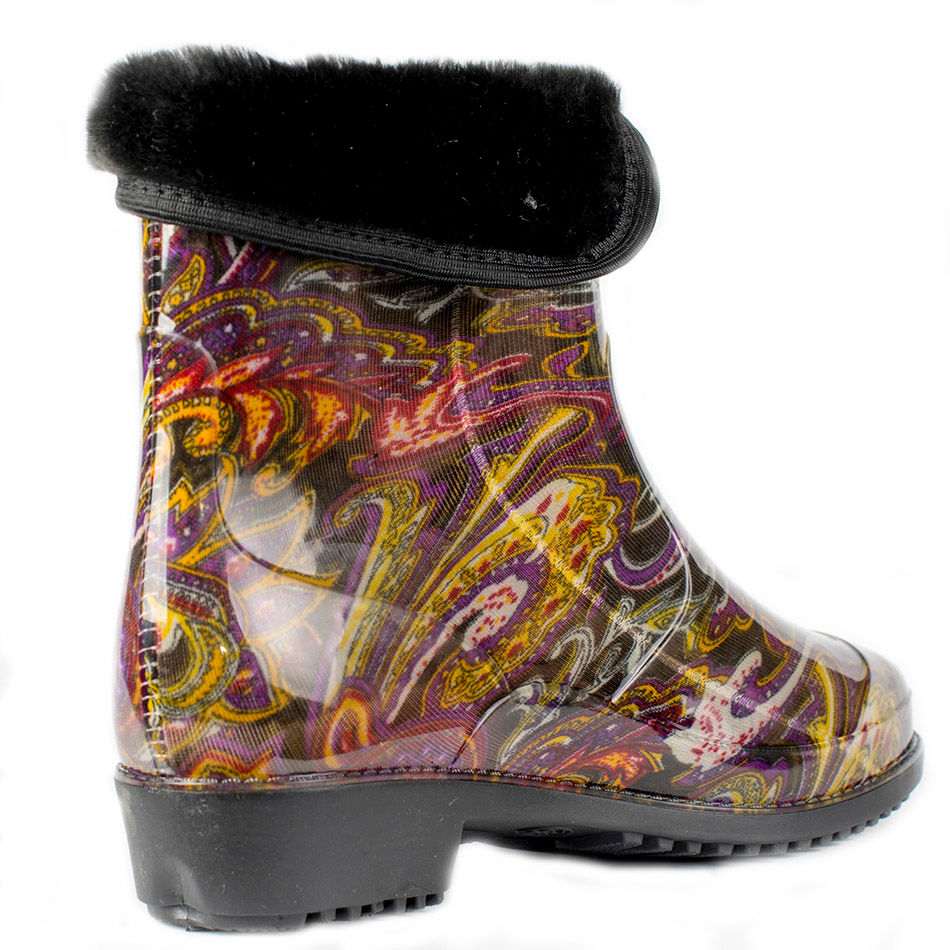 Полусапожки женские ПВХ разноцветные, утепленные