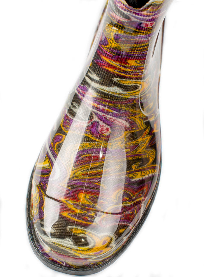 Полусапожки женские ПВХ разноцветные, утепленные