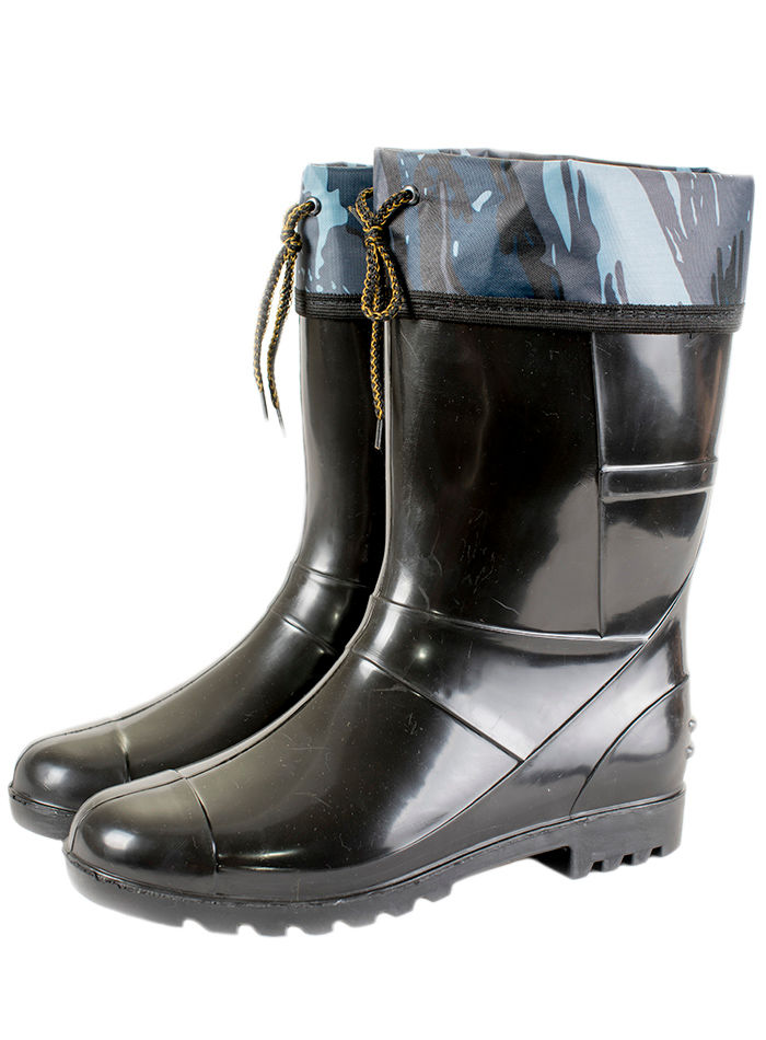 Сапоги мужские ПВХ низкие однотонные с надставкой, утепленные