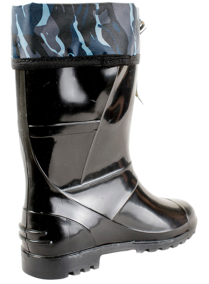 Сапоги мужские ПВХ низкие однотонные с надставкой, утепленные