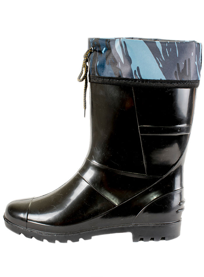 Сапоги мужские ПВХ низкие однотонные с надставкой, утепленные