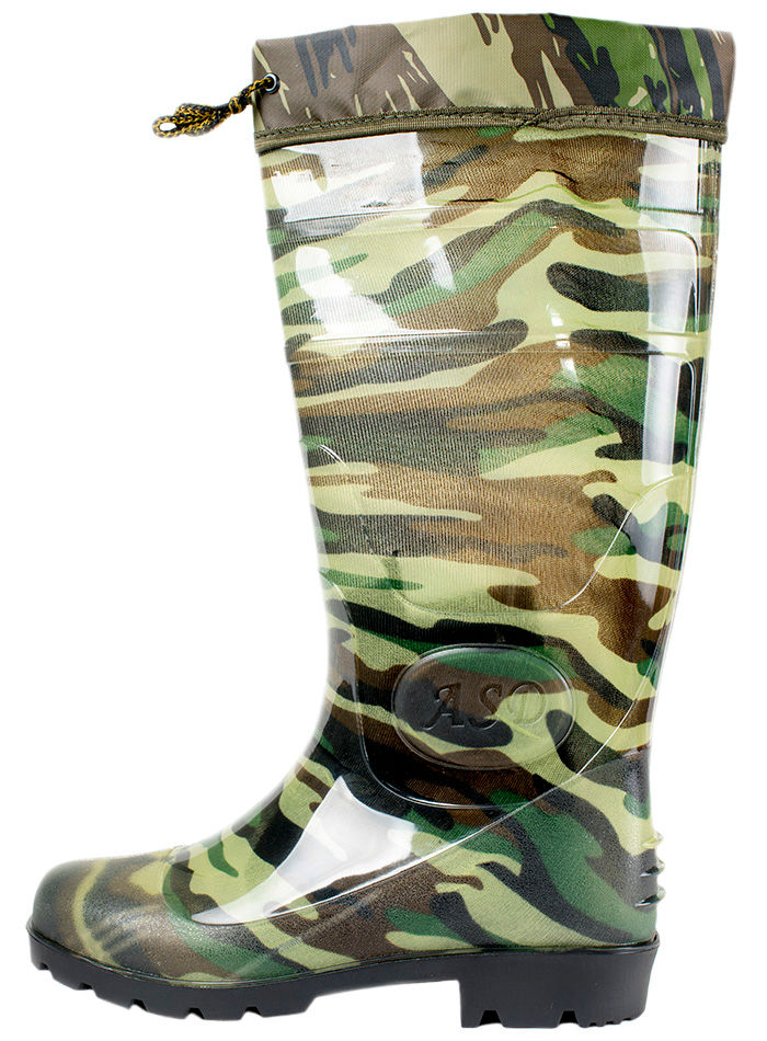 Сапоги мужские ПВХ высокие камуфлированные с надставкой, утепленные