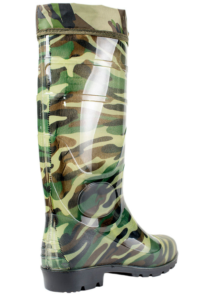 Сапоги мужские ПВХ высокие камуфлированные с надставкой, утепленные