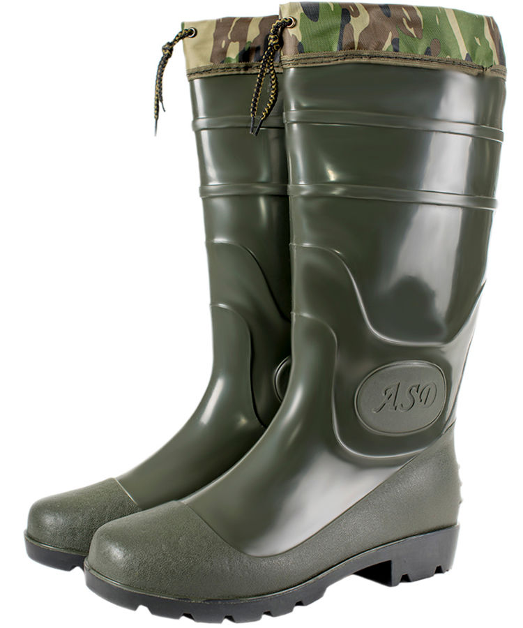 Сапоги мужские ПВХ высокие однотонные с  надставкой, утепленные