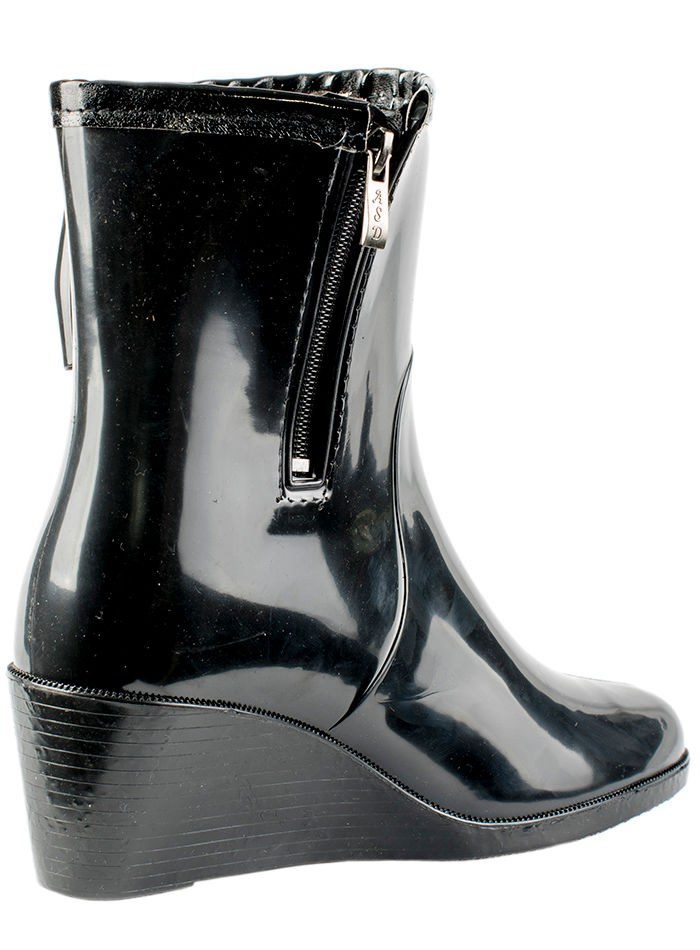 Полусапожки женские ПВХ однотонные на танкетке с бантом, на молнии, утепленные