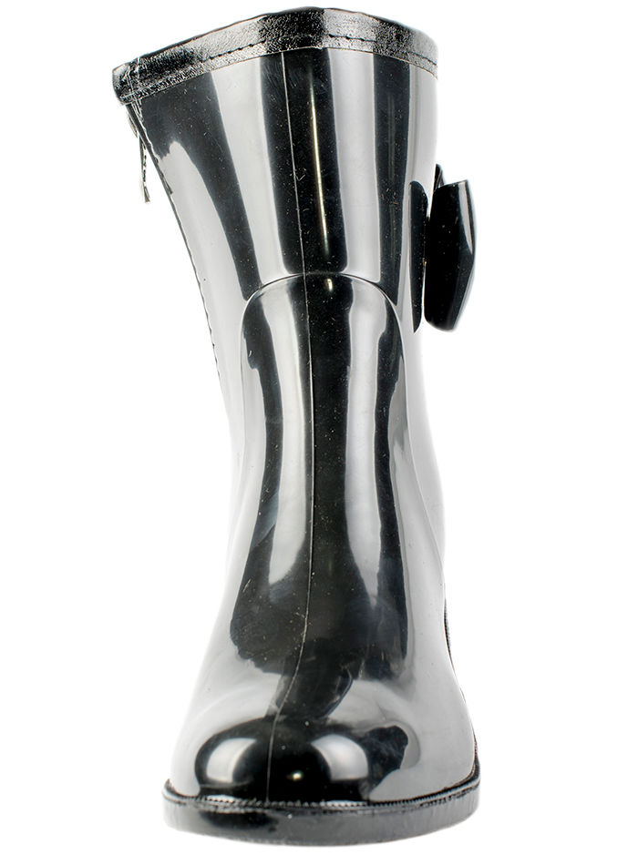 Полусапожки женские ПВХ однотонные на танкетке с бантом, на молнии, утепленные