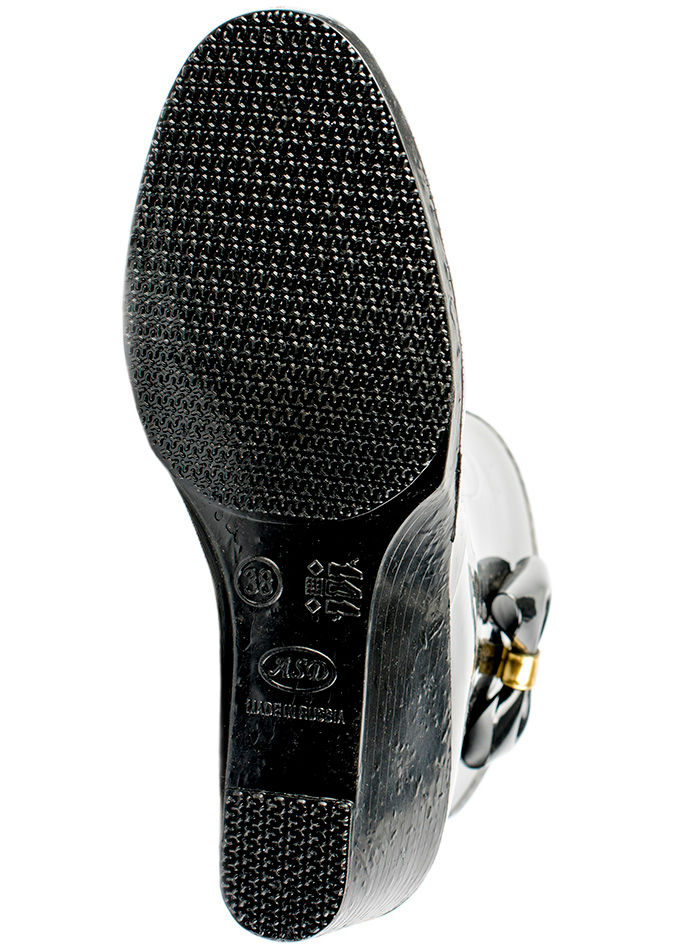 Полусапожки женские ПВХ однотонные на танкетке с бантом, на молнии, утепленные