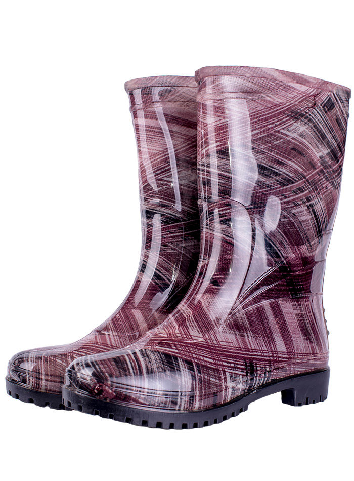 Сапоги женские ПВХ разноцветные, утепленные
