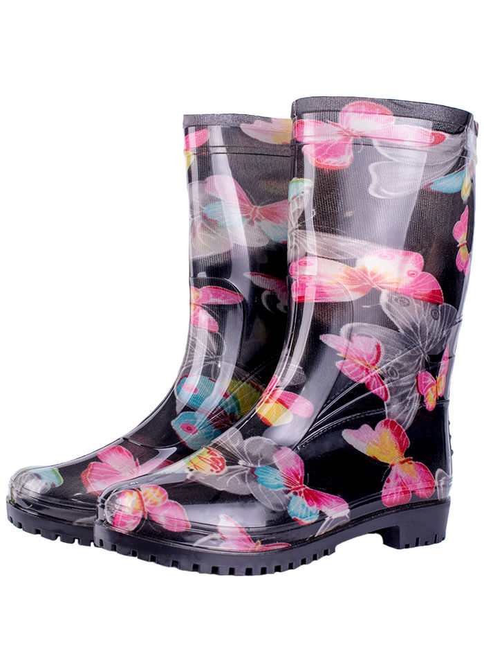 Сапоги женские ПВХ разноцветные, утепленные