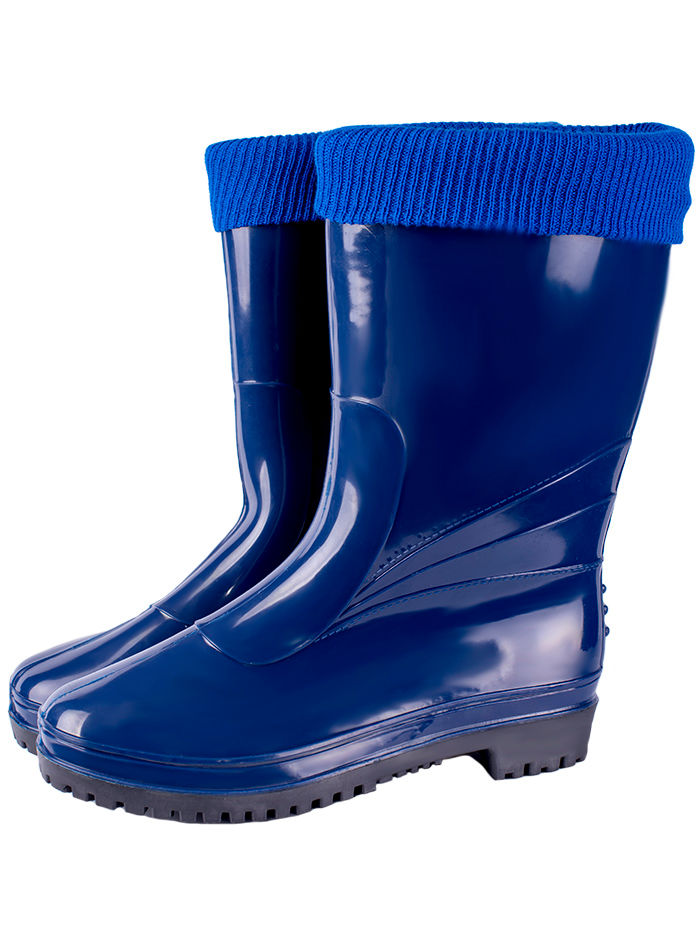 Сапоги женские ПВХ однотонные с трикотажной манжетой, утепленные