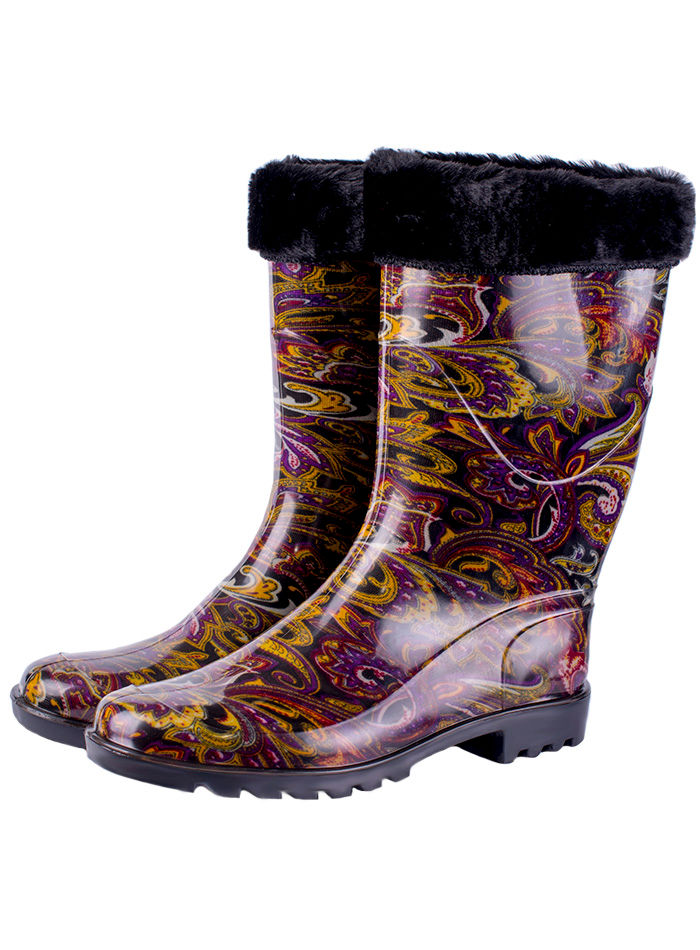 Сапоги  женские ПВХ разноцветные, утепленные