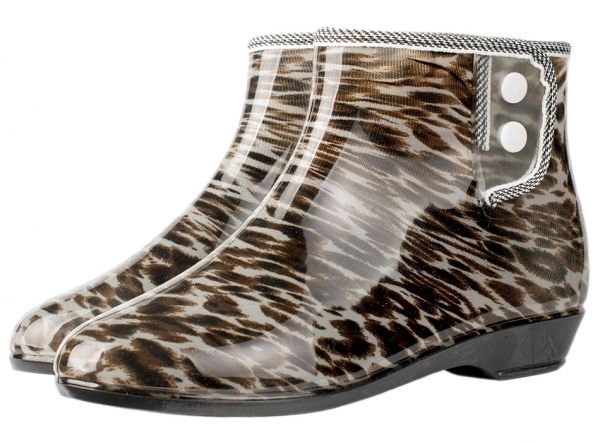 Полусапожки женские ПВХ разноцветные с кнопками, утепленные