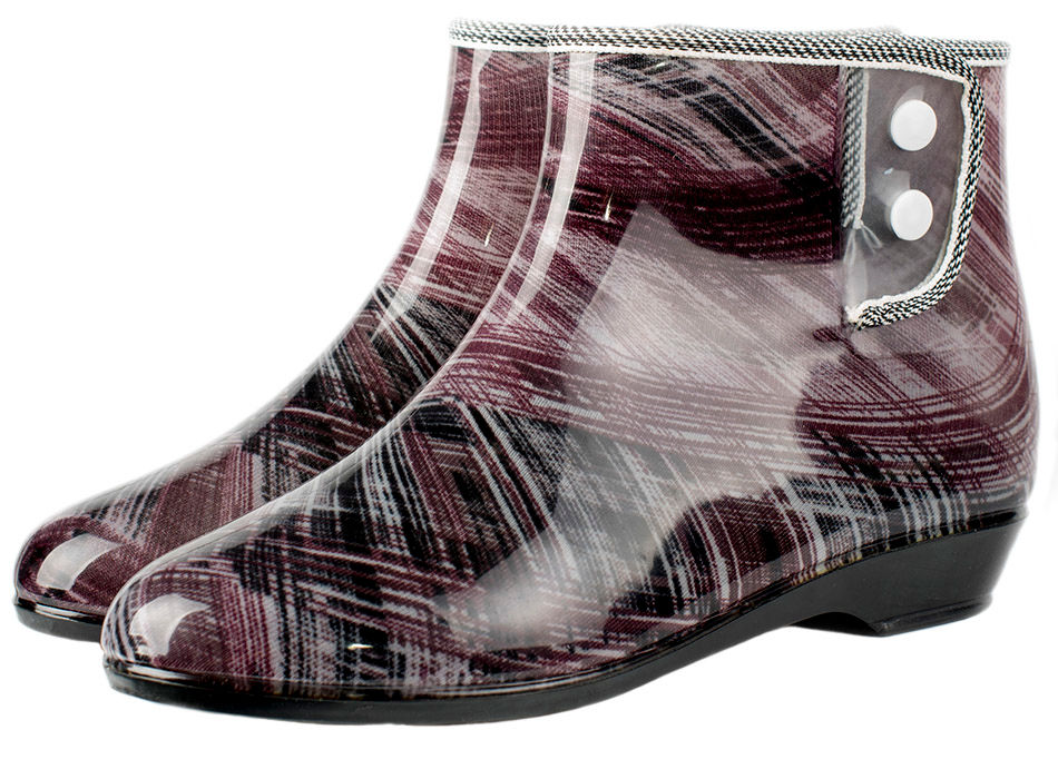 Полусапожки женские ПВХ разноцветные с кнопками, утепленные