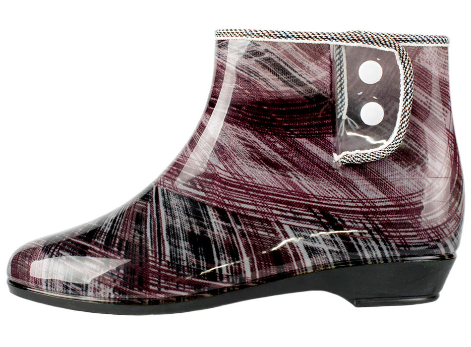 Полусапожки женские ПВХ разноцветные с кнопками, утепленные