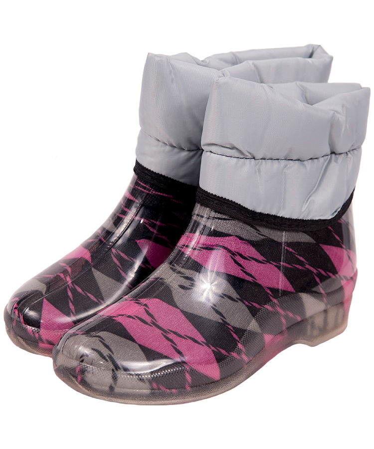 Галоши женские ПВХ высокие разноцветные с надставкой, утепленные