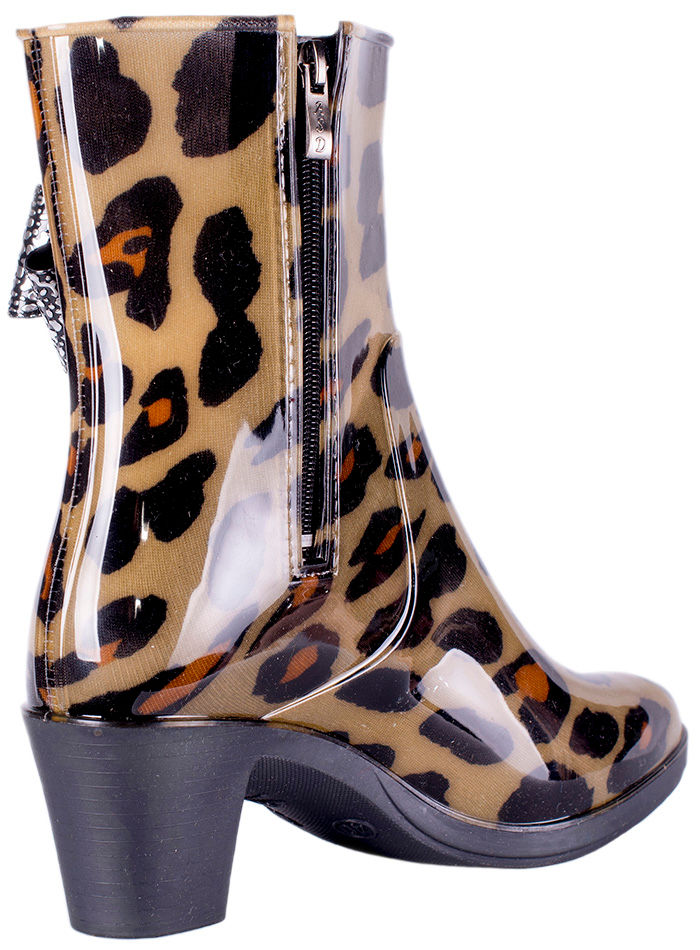 Полусапожки женские ПВХ разноцветные на молнии, с бантом,  утепленные