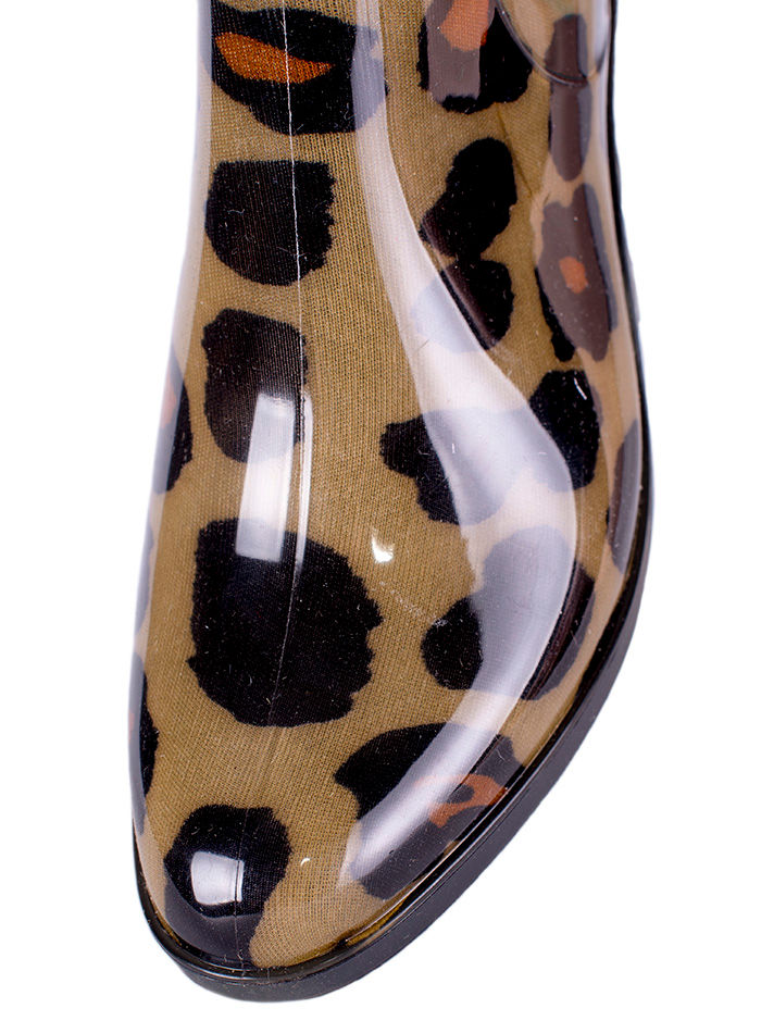 Полусапожки женские ПВХ разноцветные на молнии, с бантом,  утепленные