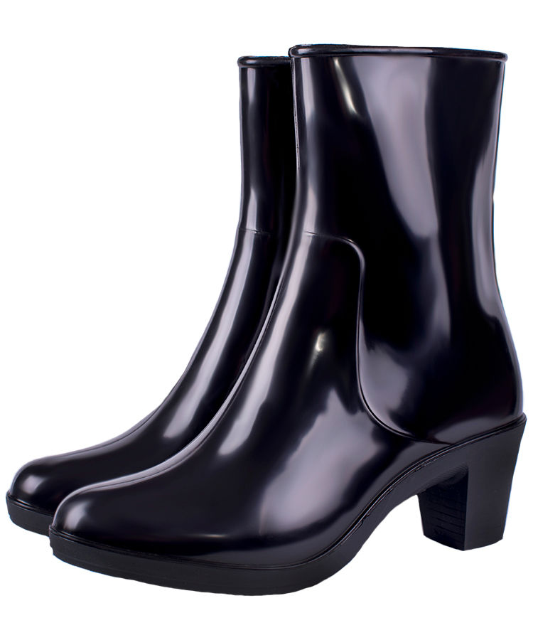 Полусапожки женские ПВХ однотонные на молнии, утепленные