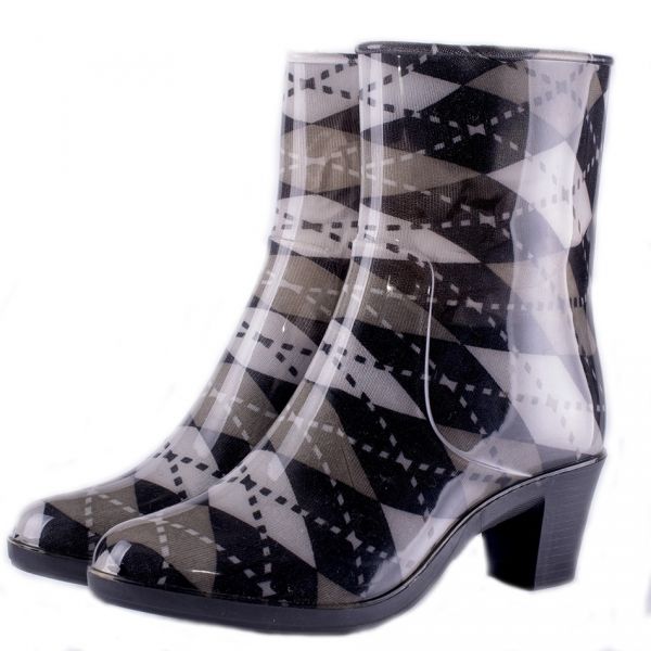 Полусапожки женские ПВХ разноцветные на молнии, утепленные