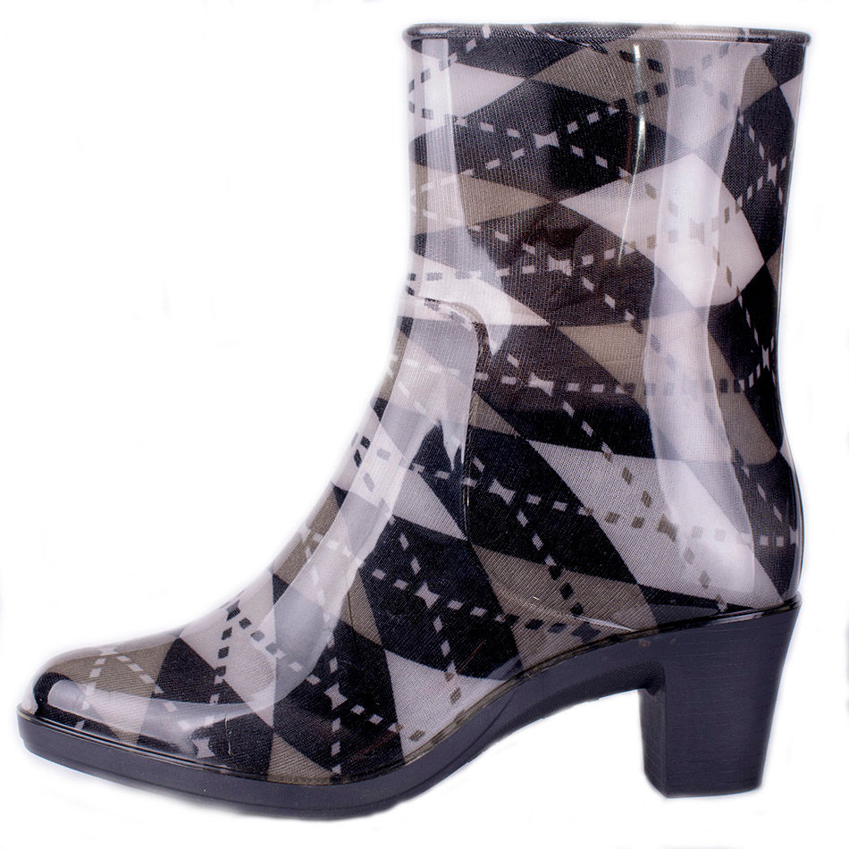 Полусапожки женские ПВХ разноцветные на молнии, утепленные