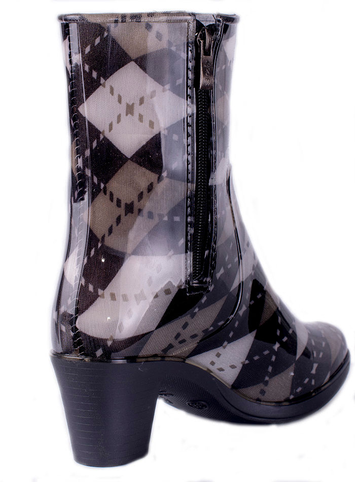 Полусапожки женские ПВХ разноцветные на молнии, утепленные