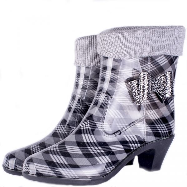 Полусапожки женские ПВХ разноцветные с манжетой, утепленные