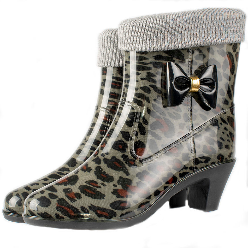 Полусапожки женские ПВХ разноцветные с манжетой, утепленные