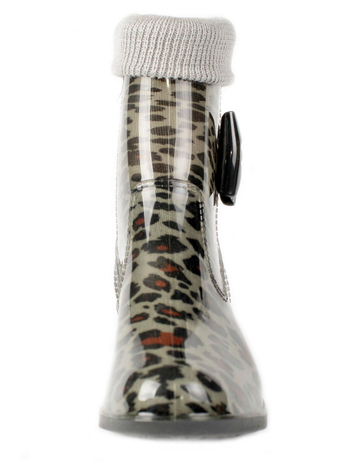 Полусапожки женские ПВХ разноцветные с манжетой, утепленные