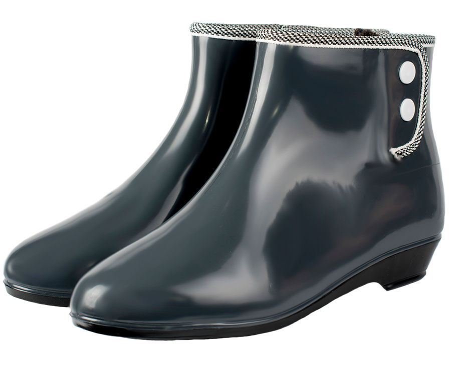 Полусапожки женские ПВХ однотонные с кнопками, утепленные