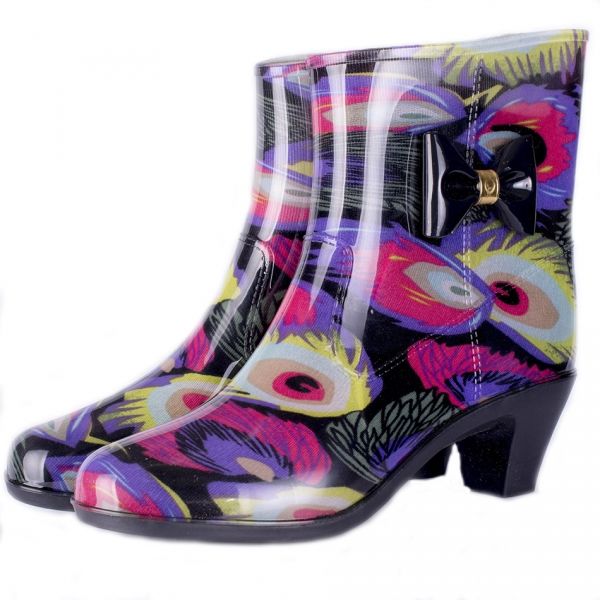 Полусапожки женские ПВХ разноцветные, утепленные