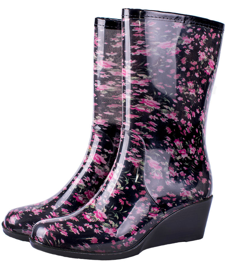 Сапоги женские ПВХ разноцветные на танкетке, на молнии, утепленные