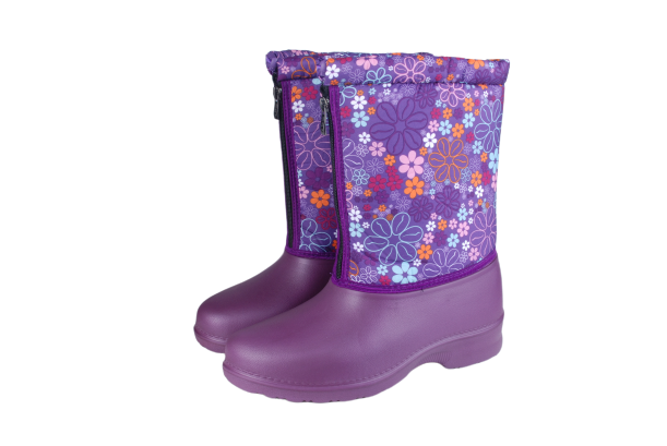 Сапоги женские ЭВА комбинированные, разноцветные на молнии, с фиксатором, утепленные