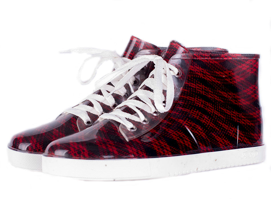 Полуботинки женские ПВХ разноцветные на шнуровке, утепленные