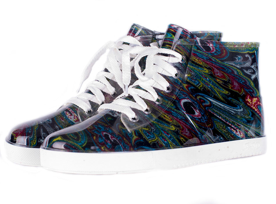 Полуботинки женские ПВХ разноцветные на шнуровке, утепленные