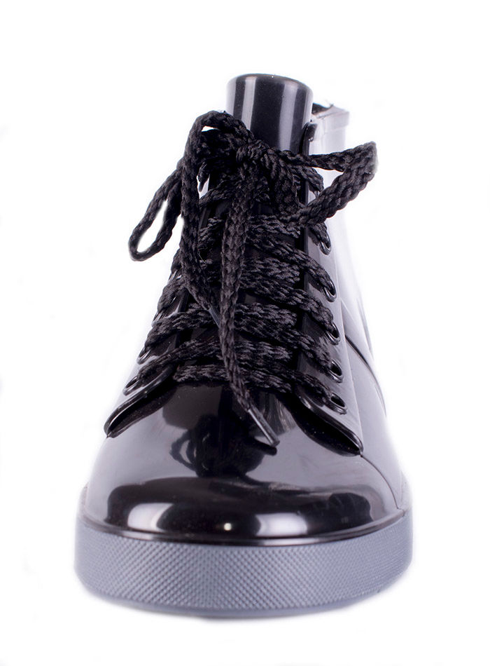 Полуботинки женские ПВХ однотонные на шнуровке,  утепленные