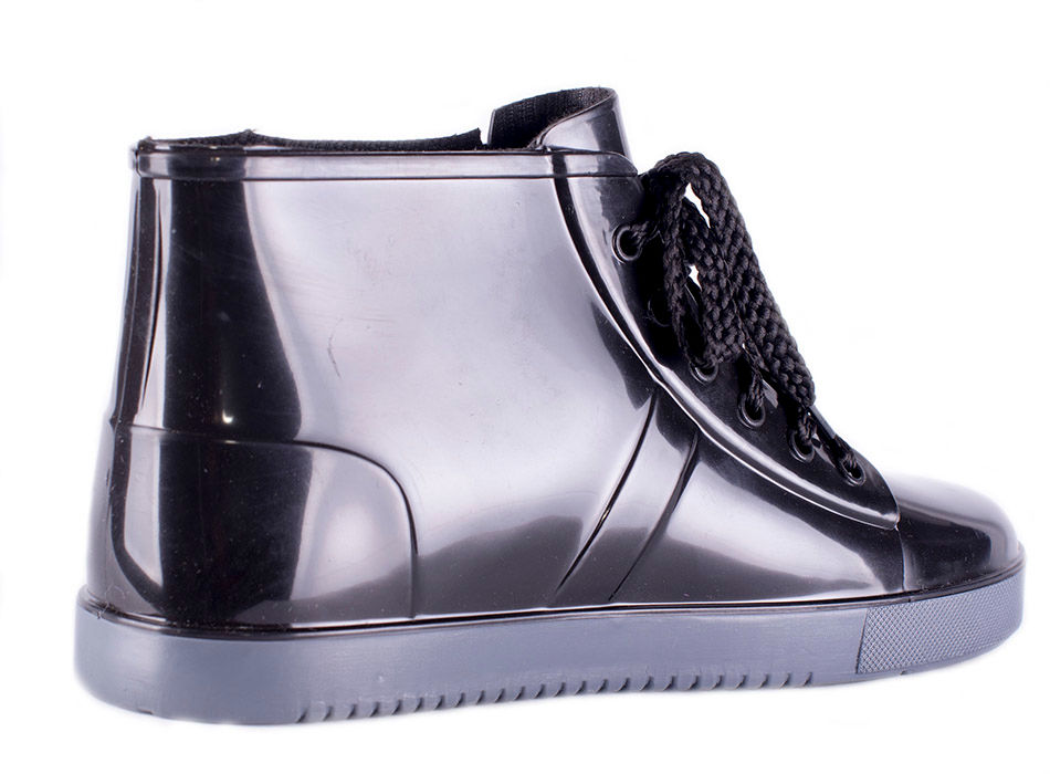 Полуботинки женские ПВХ однотонные на шнуровке,  утепленные