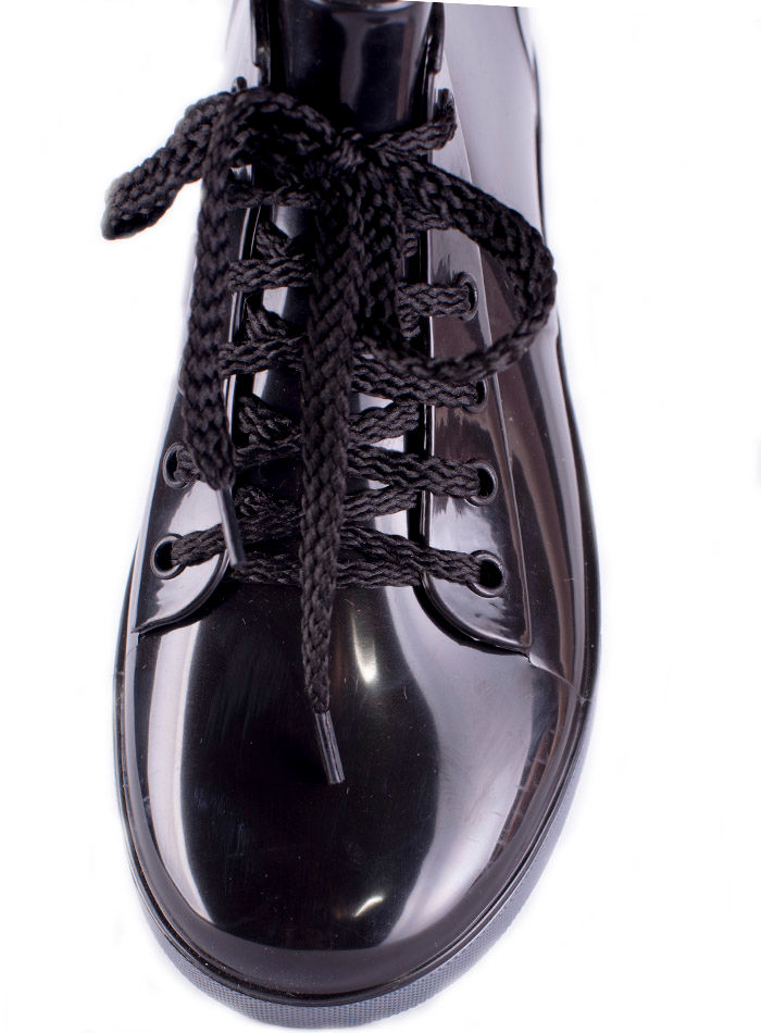 Полуботинки женские ПВХ однотонные на шнуровке,  утепленные