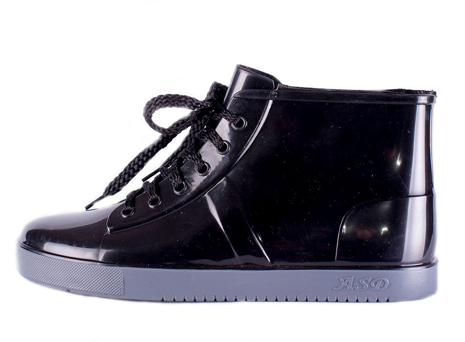 Полуботинки женские ПВХ однотонные на шнуровке,  утепленные