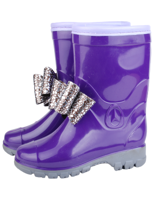 Сапоги детские ПВХ однотонные с бантом утепленные (Артикул: 100-9-ут-1)