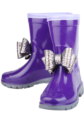 Сапоги детские ПВХ однотонные с бантом утепленные (Артикул: 100-9-ут-1)