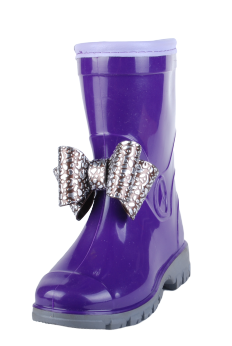 Сапоги детские ПВХ однотонные с бантом утепленные (Артикул: 100-9-ут-1)