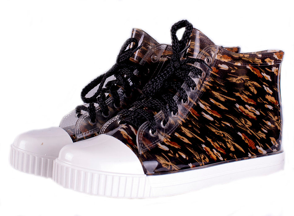 Кеды женские ПВХ разноцветные, на шнуровке, утепленные