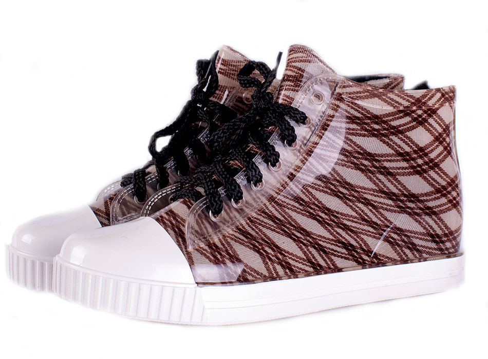 Кеды женские ПВХ разноцветные, на шнуровке, утепленные