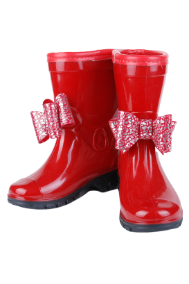 Сапоги детские ПВХ однотонные с бантом, утепленные (Артикул: 100-6-ут-1)