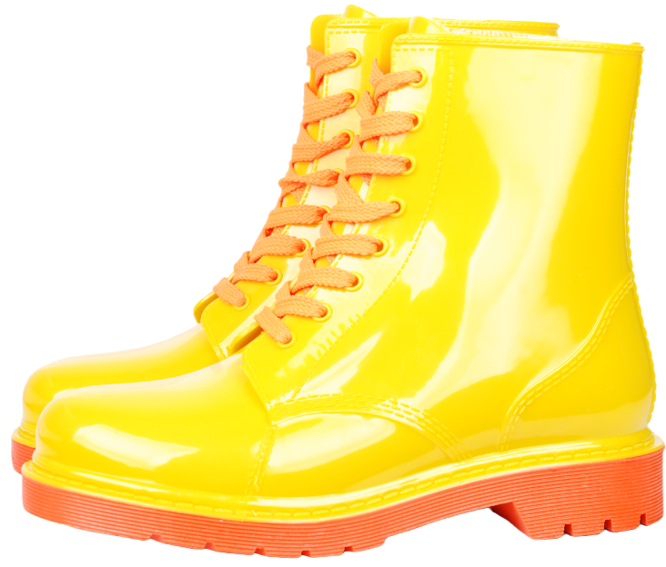 Ботинки женские из ПВХ однотонные на шнуровке
