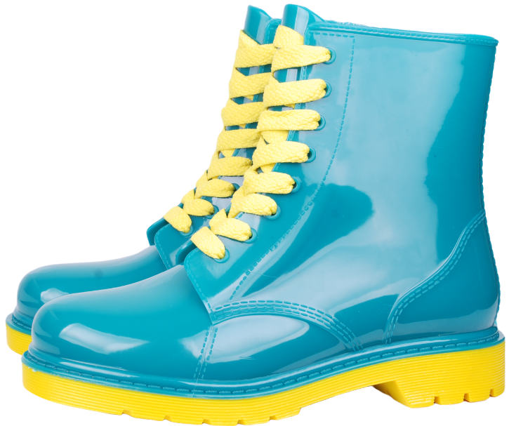 Ботинки женские из ПВХ однотонные на шнуровке