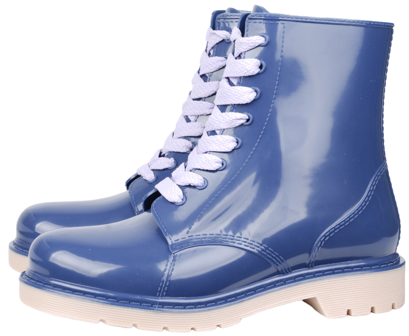 Ботинки женские из ПВХ однотонные на шнуровке